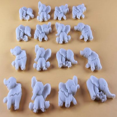 16 x Edible 3D 25mm Elephant Set, icing toppers, cake cupcakes decorations T071 (Grey Silver)