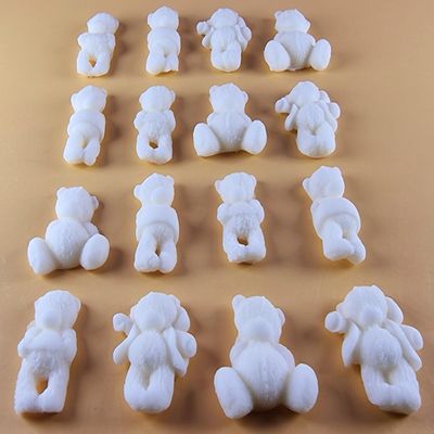 16 x Edible 3D 30mm Teddy Teddybear Set, icing toppers, cake cupcakes decorations T072 (Ivory)