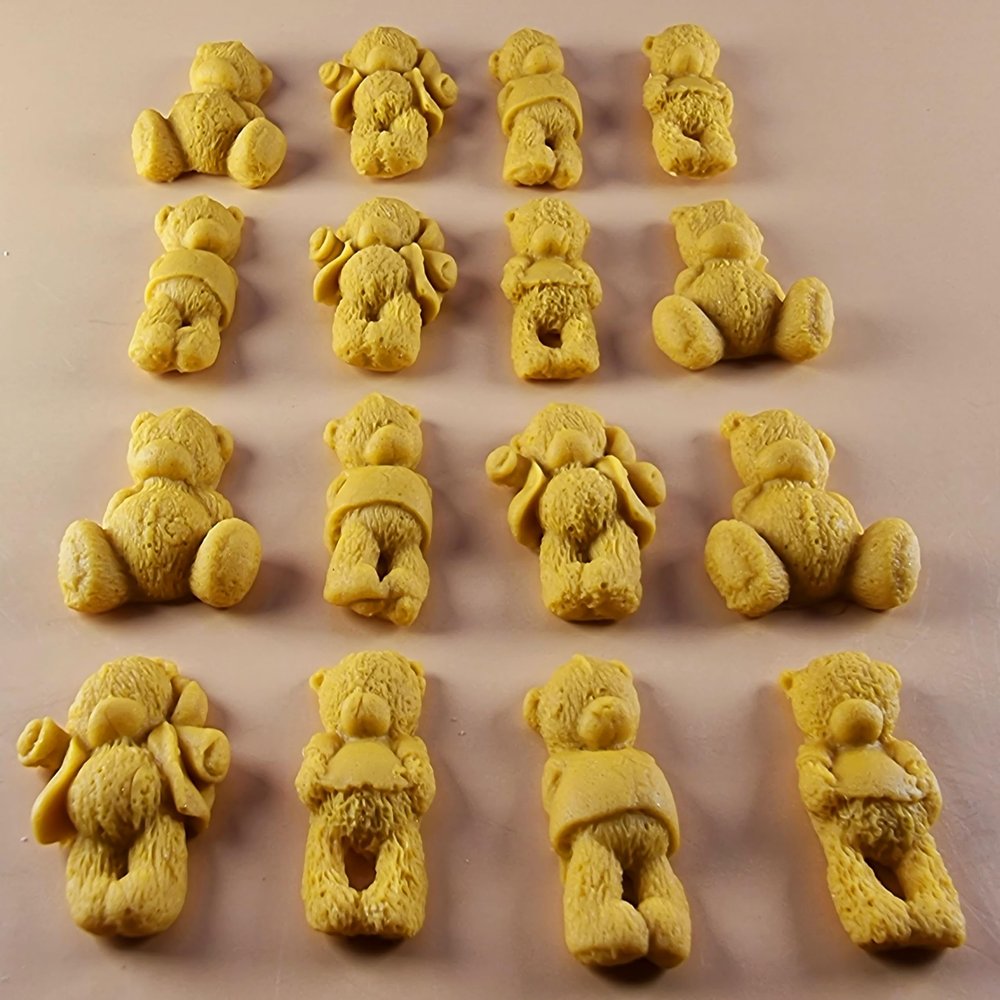 16 x Edible 3D 30mm Teddy Teddybear Set, icing toppers, cake cupcakes decorations T072 (Honey Gold)