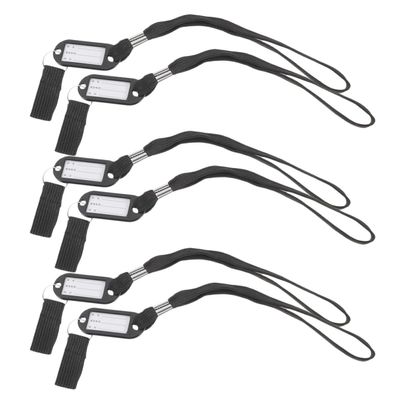 Homoyoyo 6pcs Black Walking Stick Wrist Straps for Walking Poles and Canes, Reusable Nylon and Plastic Material with Writable Blank Tag, Comfortable Anti-lost Design for Outdoor Use