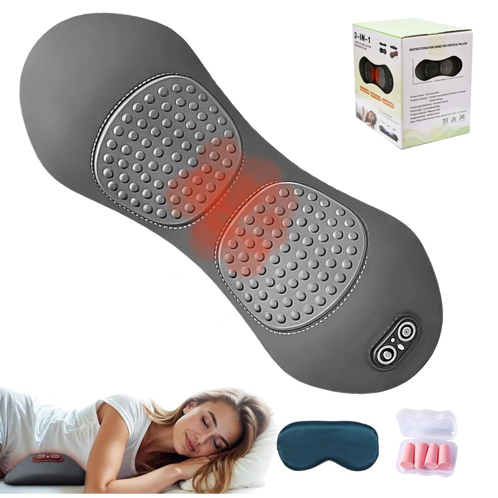 2026 3 in 1 Back Therapy, 3-in-1 Back Massager, 135Golden Curvature, Spinal Traction, Therapeutic Heat, and Vibration Massage,Promote Relaxation in The Back (Grey)