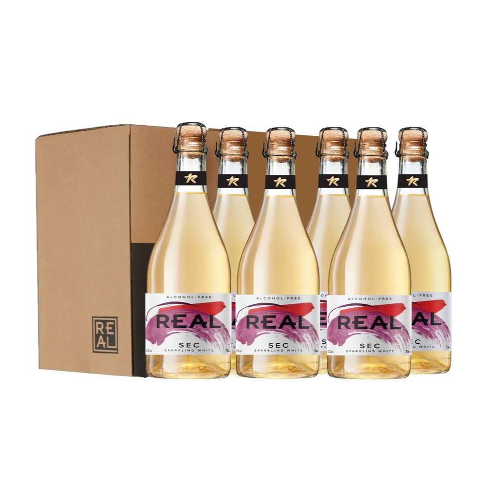 REAL Sec Slow Fermented Sparkling Tea - 6 x 75 cl Bottles | Fermented First Flush Darjeeling Tea & Grape Skin | 100% Natural | Vegan & Gluten-Free | Gently Sparkling | Award-Winning | Made in the UK