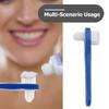 ROMISBABA 2pcs Small Double-Head Denture Toothbrush Set for Adults, Denture and Braces Cleaning Brush with Oral Blind Spot Accessory, Blue and Red Teeth Care Tool view 4