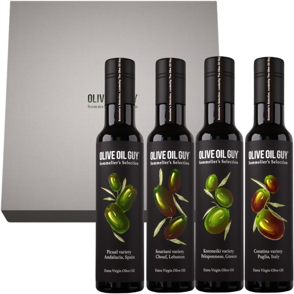 Extra Virgin Olive Oil Gifts Set - Sommelier's Selection - Olive Oil Extra Virgin Cold Pressed Early Harvest EVOO- 250ml each (2*Picual 2*Coratina)