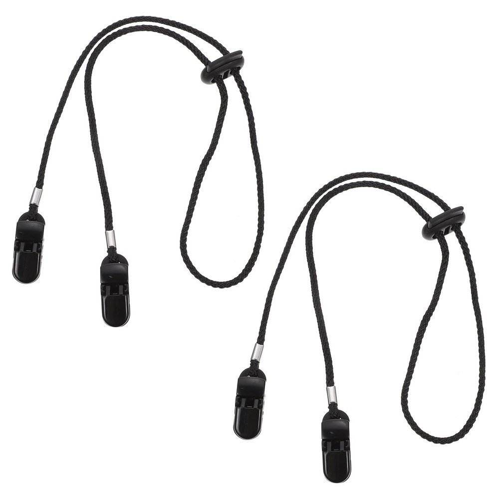 HYTROVE 2pcs Multi-function Adjustable Hat Clips with Polyester Material for Outdoor Use, Stylish Black Hat Strap Clips Preventing Cap Loss and Suitable for Sports