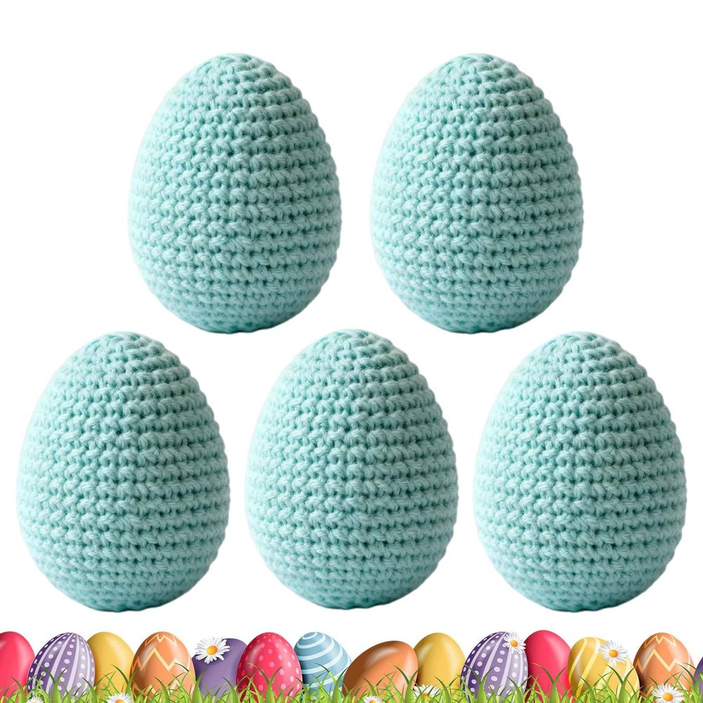Gnrique Ostereier 5 Stck Gestrickte Frhlingsdekoration 70g Handgemachte Schmuck Eier PC+Strickfaden Zum Dekorieren Von Krnzen Girlanden Bro Feier Vasen Tisch Party