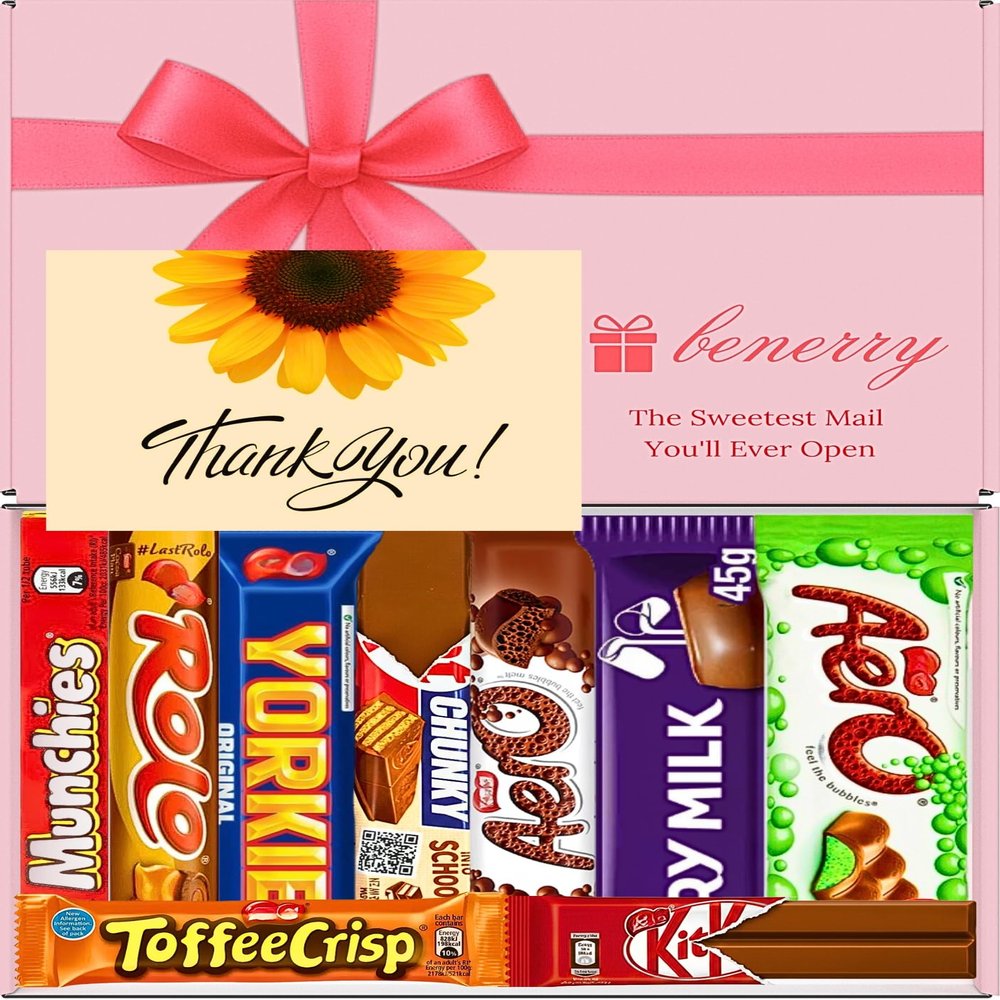 Benerry Chocolate Gift Box Hamper - 9 Treats Thank You Gift - Assorted Sweet Box of Chocolates