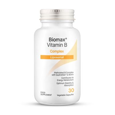 Coyne Biomax Vitamin B Complex High Absorption Liposomal B-Complex with Quatrefolic for Energy & Cognitive Health Methylated Vitamin B Supplements 30 Vegan Capsules