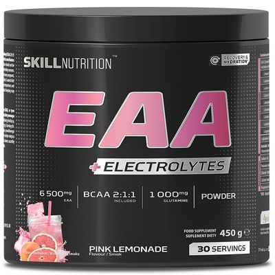 Skill Nutrition EAA + Electrolytes - Pink Lemonade Flavour | 6.5 g EAA per Serving | BCAA 2:1:1, 1000 mg L-Glutamine, Electrolytes & AstraGin | Powder Supplement | 450 g