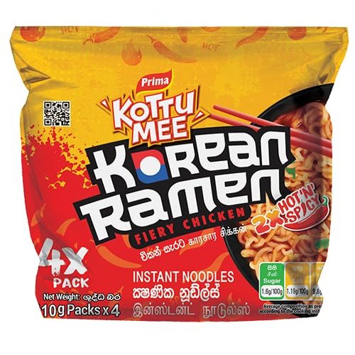 Prima Kottu Mee Instant Noodles Family Pack Authentic Sri Lankan Spicy Kottu Flavor | Quick & Easy Meal | (Pack of 6, Korean Ramen Fiery Chicken Flavour)