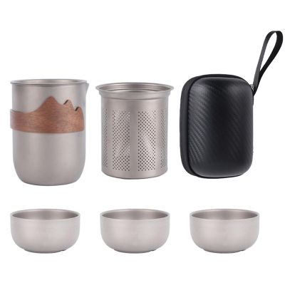 Titanium Tea Set Camping Portable Teaware Kit