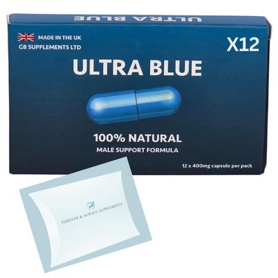 12 X Ultra Blue for Men high Strength Bundle, 100% Natural Supplement for Men! Male Support Formula! 7 Powerful Ingredients Maca, Korean Ginseng & More