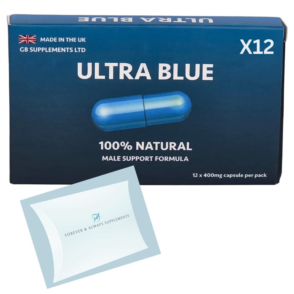 12 X Ultra Blue for Men high Strength Bundle, 100% Natural Supplement for Men! Male Support Formula! 7 Powerful Ingredients Maca, Korean Ginseng & More