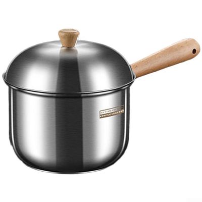Stainless Steel Baby Food Pot with Lid and Natural Beech Wood Handle for Everyday Kitchen Use 400ml 800ml (800ML)