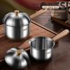 Stainless Steel Baby Food Pot with Lid and Natural Beech Wood Handle for Everyday Kitchen Use 400ml 800ml (800ML) view 4