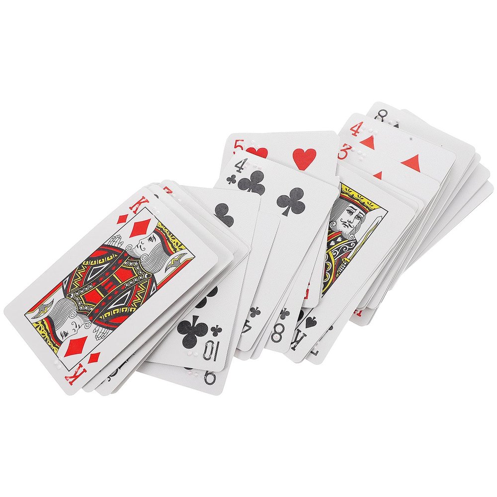 Hemobllo Braille Poker Playing Cards with High-Contrast Large Print for Blind and Visually Impaired Adults, Braille Game Cards for Learning and Entertainment, Suitable for Random Color