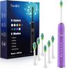 7AM2M Ultrasonic Electric Toothbrush with 6 Brush Heads for Adults&Kids, Type C Rehargeable, One Charge for 120 Days, 5 Modes&40000VPM Powered Toothbrush, 2 Minutes Built in Smart Timer, Purple view 1