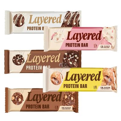 Layered Protein Bar Variety Pack 50g Assorted Flavours, Crunchy & Soft High-Protein Snack Bars, Perfect On the Go Treats - myptn (12 x Mixed Bars)