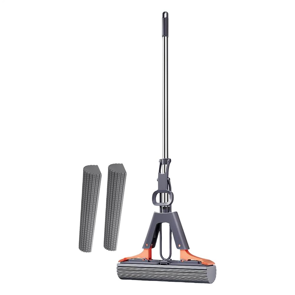 Sponge Mop, Self-squeezing Highly-Absorbent Sponge Mop For Cleaning Floors ,2 Spongee Head Refills Floor Mops, Absorbent Roller Mops With Hanger Hole For Balcony, Kitchen