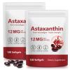 2 Pack Astaxanthin 12mg, 120 Softgels, Max Strength Antioxidant, Natural Formula, High Absorption for Eye & Skin, Brain, Heart, Immune System Support, Natural Formula, Non-GMO, Gluten Free view 1
