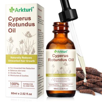 Cyperus Rotundus Oil, 60ml Natural Cyperus Rotundus Oil for Hair Removal, Moisturises & Soothes Skin, Inhibits Hair Growth, Shrinks Pores, Suitable for All Skin Types