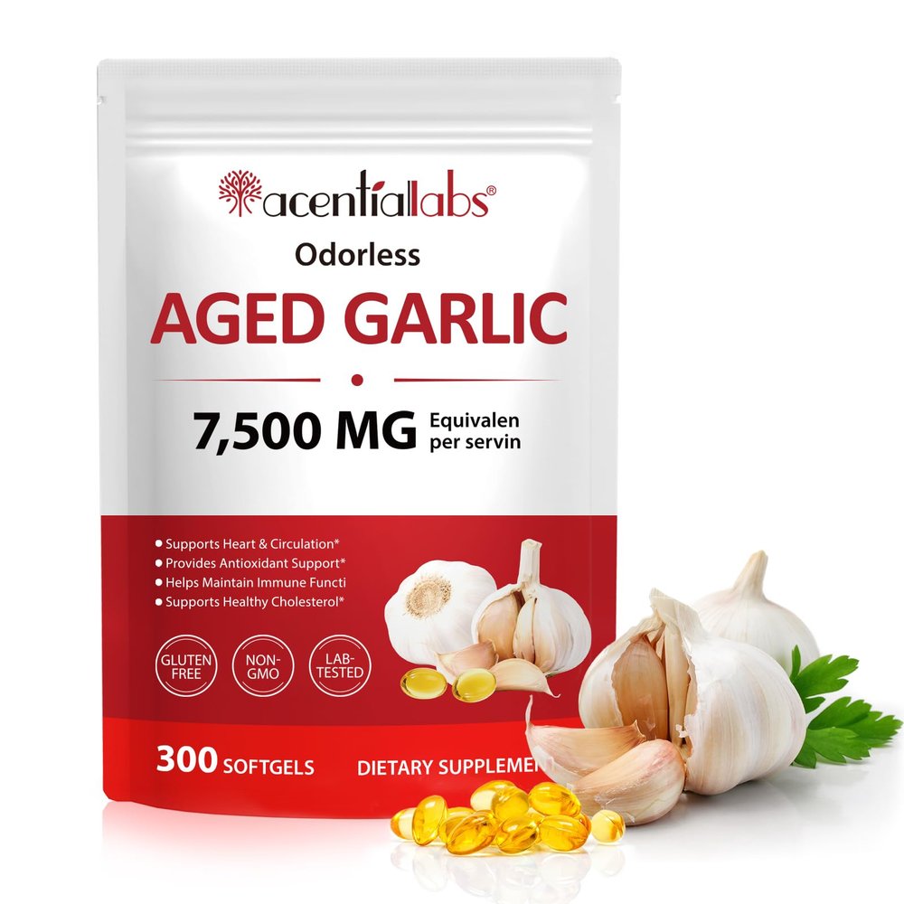 Aged Garlic Extract 7500mg Odorless Softgels High Potency Garlic Supplement for Heart & Immune Support, Antioxidant Herbal Capsules, Non-GMO, All-Natural Wellness Daily Supplement