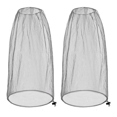 Bosiyrggrl 2 Pack Mosquito Head Net Mesh Insects Mesh Head Net for Gardening Hiking Fishing Traveling for Hats, Mesh Grey