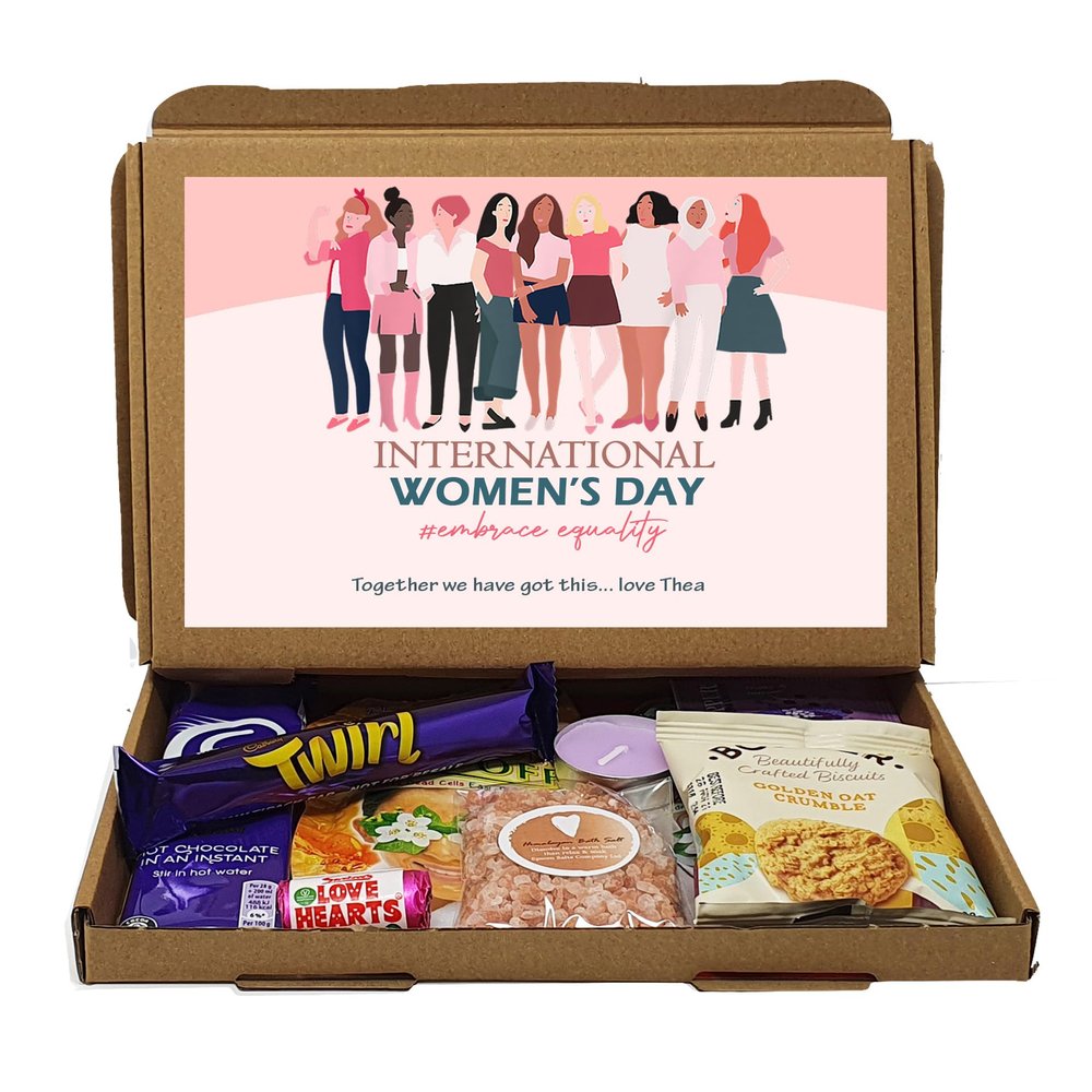 Personalised International Women's Day Delight: Empowering Treat Box Gift Employee Appreciation Corporate Inspirational Women hug - Pamper