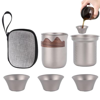 Generisch Titanium Teaware for Travel - Outdoor Tea Set Travel Teapot Complete Set | for Hikers, Campers, Picnics, Road Trip, Garden, Backyard, Park, Fishing, Open Air Concert and Home