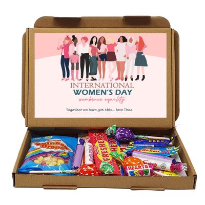 Personalised International Women's Day Delight: Empowering Treat Box Gift Employee Appreciation Corporate Inspirational Women hug - Vegan Sweets