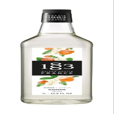 1883 Maison Routin Premium Gomme Syrup Made with Pure Cane Sugar for Cocktails & Mixology - Classic Sugar Syrup, Natural Flavour - 1L Glass Bottle