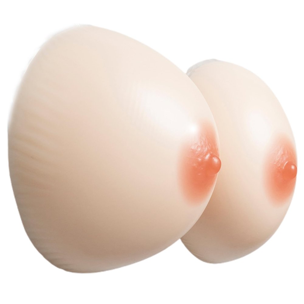Round Silicone Fake Boobs, A-KK Cup Bra Pad Enhancers - White E for Mastectomy, Crossdresser, Transgender(DD Cup)