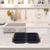 FUBESK Silicone Hot Dog Bun Pan 4 Cavity Baking Tray Muffins Cupcakes Brownies Dishwasher Safe Ovenproof Non- Gray view 2
