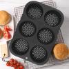 FUANA Silicone Hamburger Bun Pan, 6 Cavity Non- Bread Homemade Burgers, 10cm Diameter Flexible Baking Tray, Grey view 3