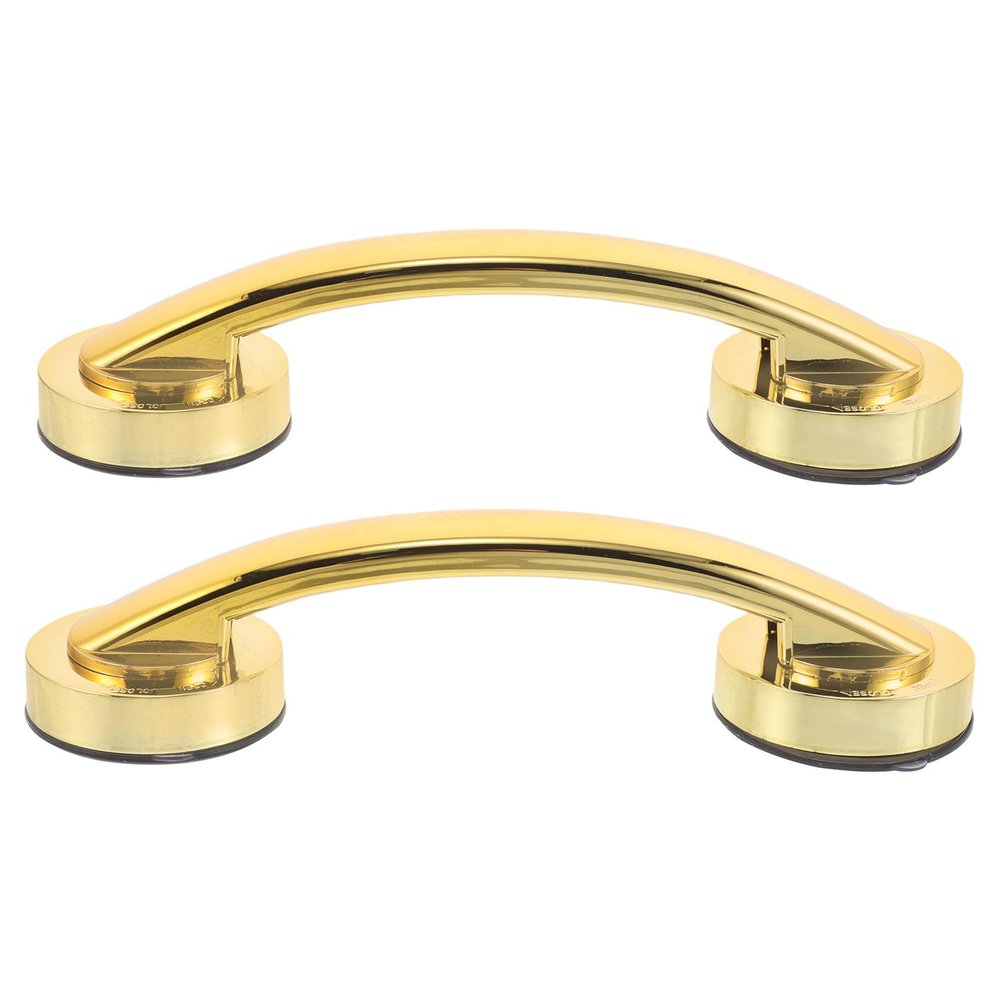 iplusmile 2pcs Plastic Suction Cup Handrail with Secure Grip, Removable Glass Door Pull Handle for Kitchens and Sliding Glass Doors, Modern Minimalist Golden Design