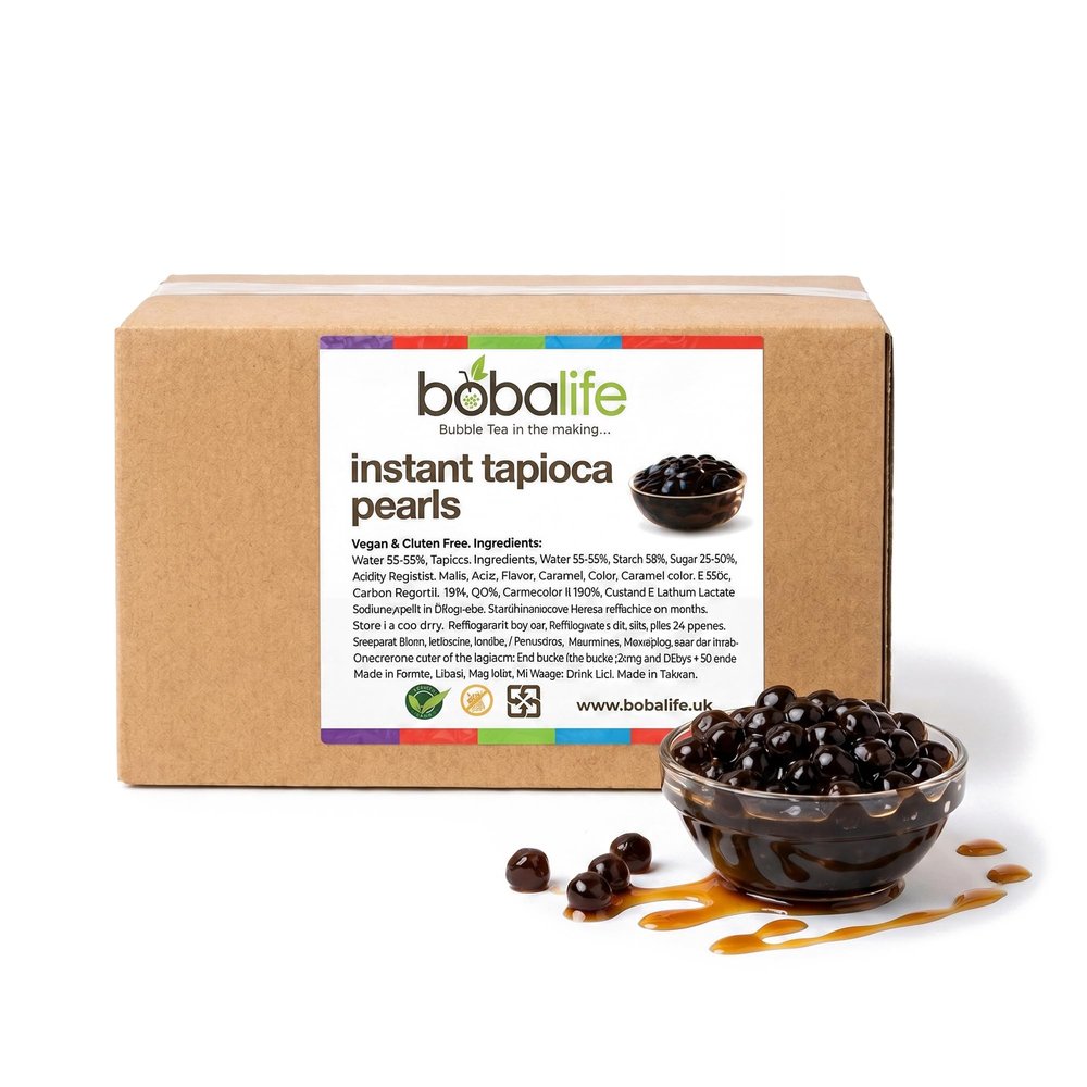 Bobalife Instant Tapioca Pearls 50 x 50g Case Quick Cook Bubble Tea Boba Pearls for Milk Tea & Drinks Vegan & Gluten Free