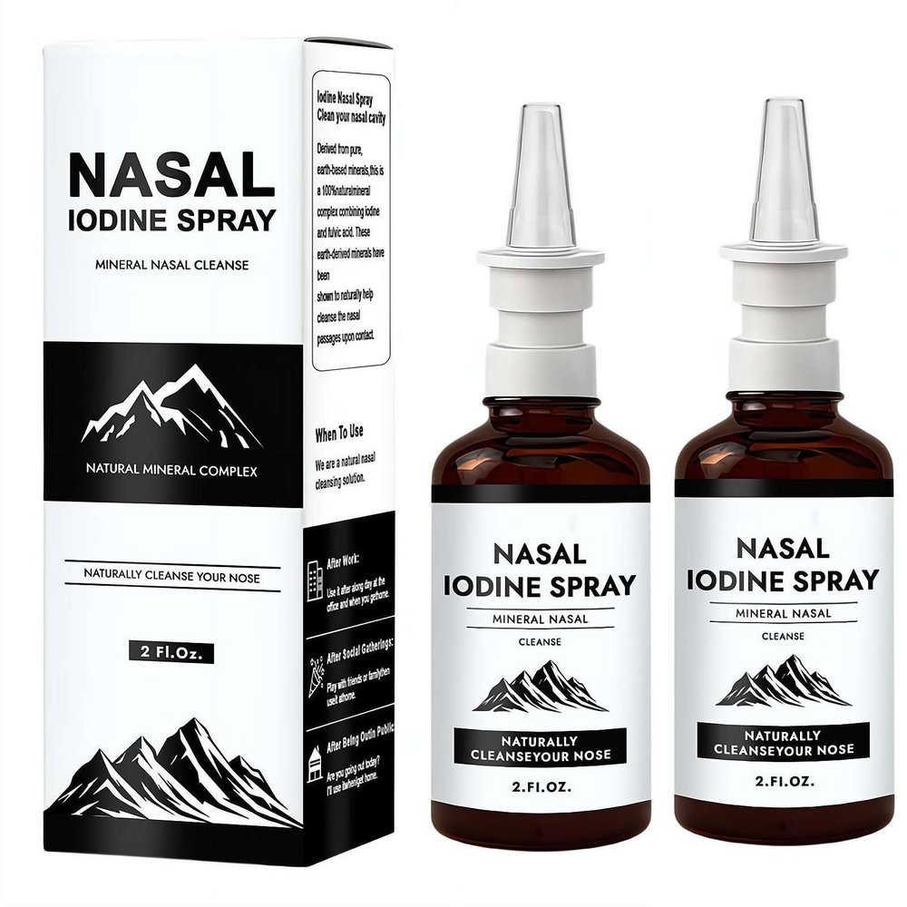 Iodine Nasal Spray, Daily Cleanses & Care Your Nasal Passages with Iodine & Fulvic Acid, Fine Mist Mist Non-Medicated Nasal Spray for Dry Air, Travel & Daily Use, 60 ml