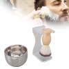 3 PCS Men Shaving Brush Set, Shave Brush Kit with Bubble Bowl and Acrylic Holder, Nylon Shaving Brush for Cream Gel Foam, Premium Wet Shaving Gift Set for Men view 3