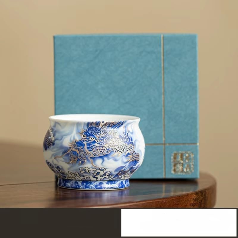 Dragon Ascension Prosperous Tea Cup Chinese-style for Elders, Fathers, and Leaders 160ml Gift Box Set (Dragon Ascension Golden Bell Cup (Gift Box))