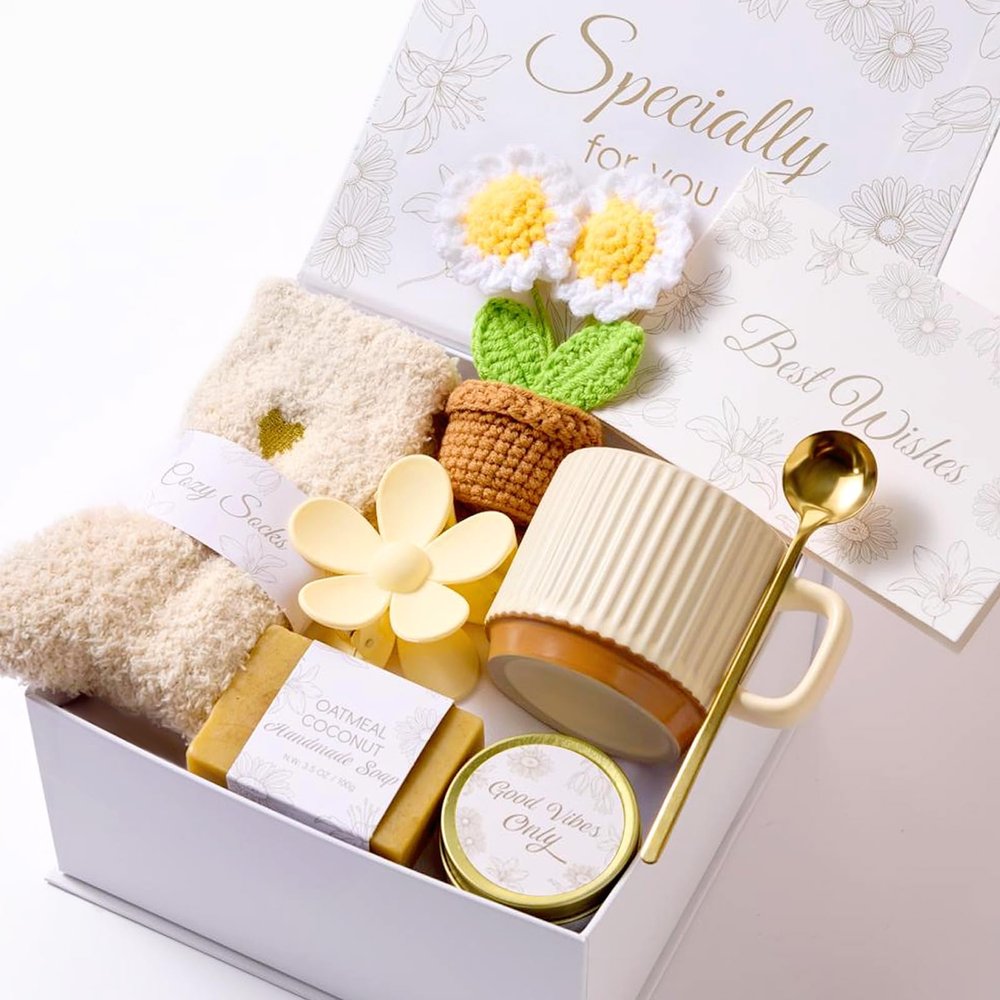 ENJOLLY Get Well Soon Gifts Baskets for Women Self Care Gifts (White)