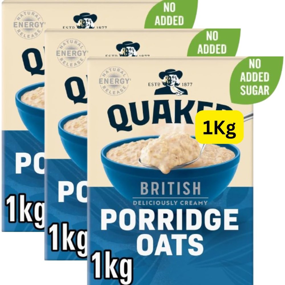 Porridge Oats Quakers 1Kg Pack (3x1Kg)