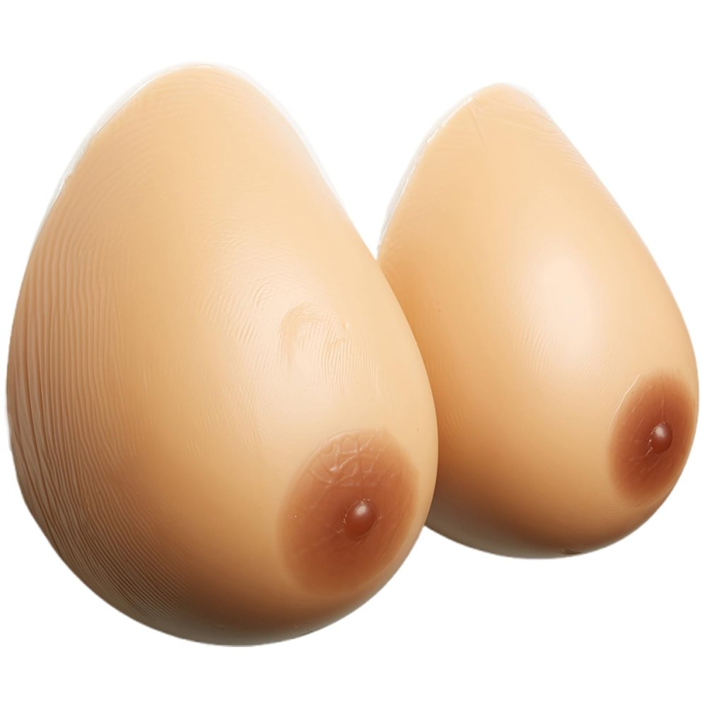 Concave Bottom Silicone Breast Forms C Cup Brown, Bra Pad Enhancers for Crossdresser Transgender Mastectomy Prosthesis(Brown,F Cup)