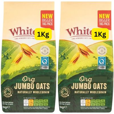 Org Jumbo Oats White 1kg (2x1Kg)