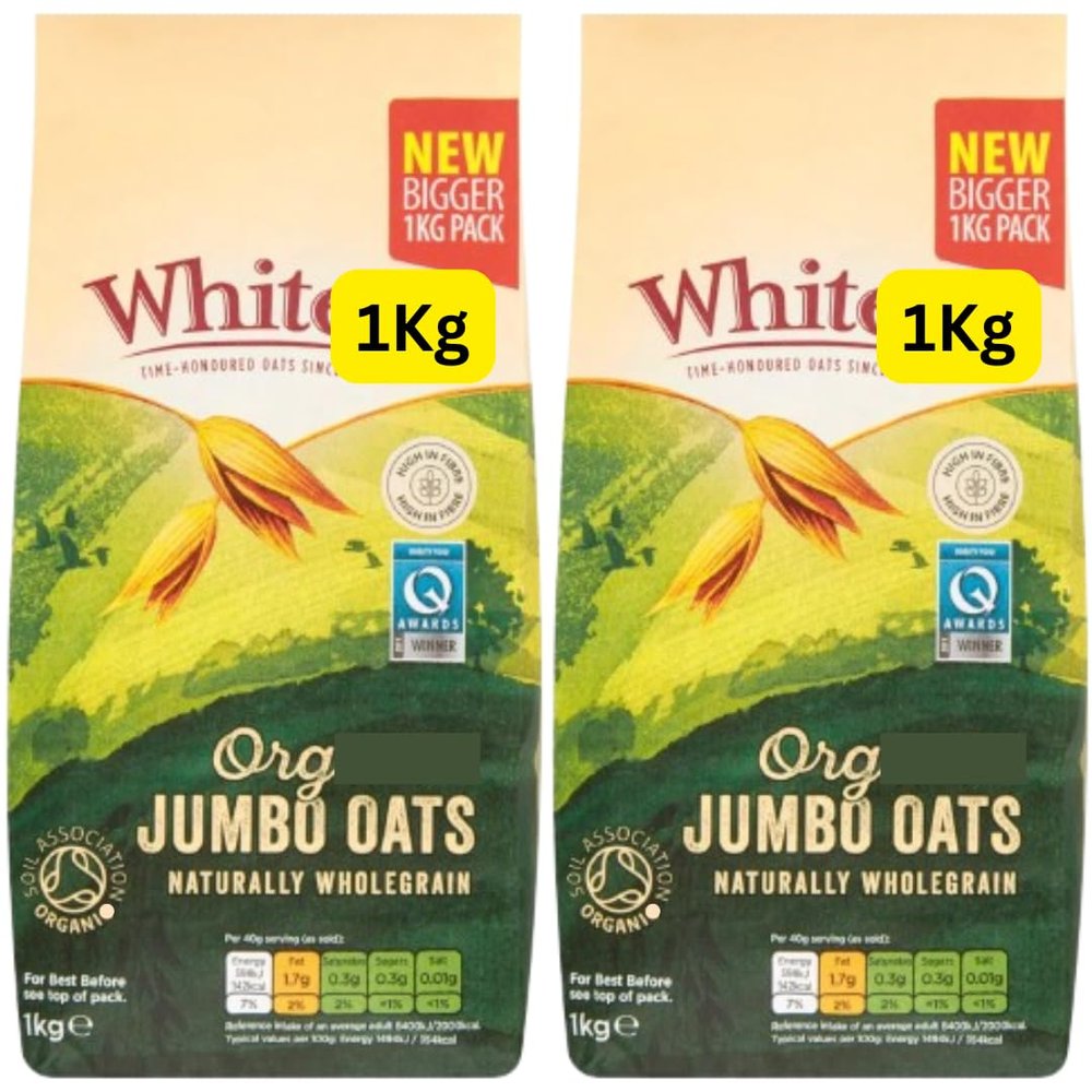 Org Jumbo Oats White 1kg (2x1Kg)