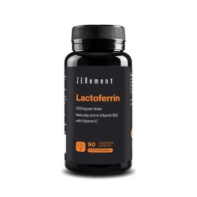 Lactoferrin 200 mg from Fresh Grass-Fed Cows Milk Natural Source of Vitamin B12, with 80 mg Vitamin C Immune System Support 90 Capsules 3-Month Supply Zenement