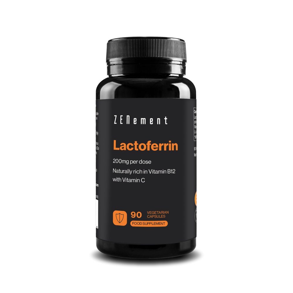 Lactoferrin 200 mg from Fresh Grass-Fed Cows Milk Natural Source of Vitamin B12, with 80 mg Vitamin C Immune System Support 90 Capsules 3-Month Supply Zenement