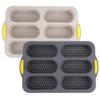 Tidevib Silicone Hot Dog Bun Pan 6-Cavity Baking Tray Rolls, Muffins, Cupcakes, Brownies, Bath Bombs, Non- Flexible Bakeware, Gray view 1