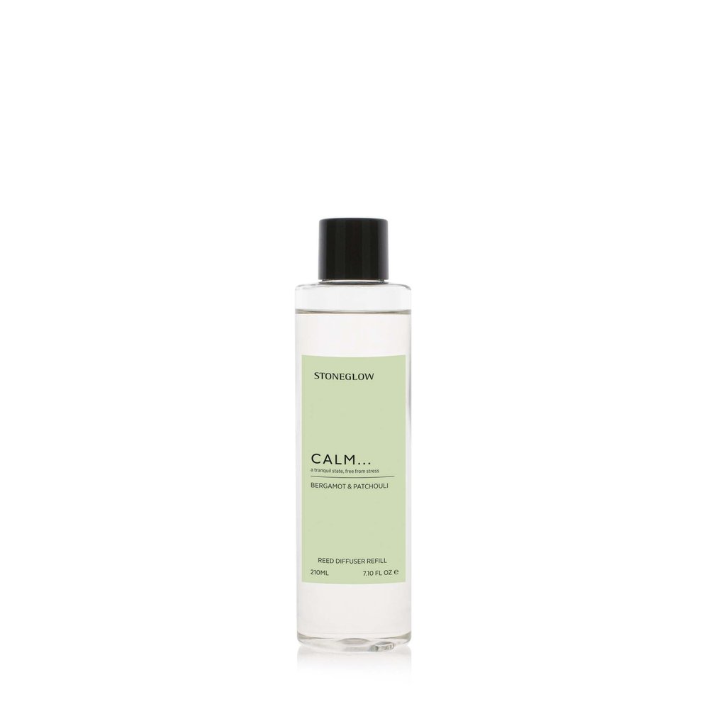 Stoneglow - Affirmations - Calm - Bergamot & Patchouli - Scented Reed Diffuser Refill, 210ml, lasts up to 16 weeks, Patchouli, Eucalyptus, Amber, Vanilla and Lavender