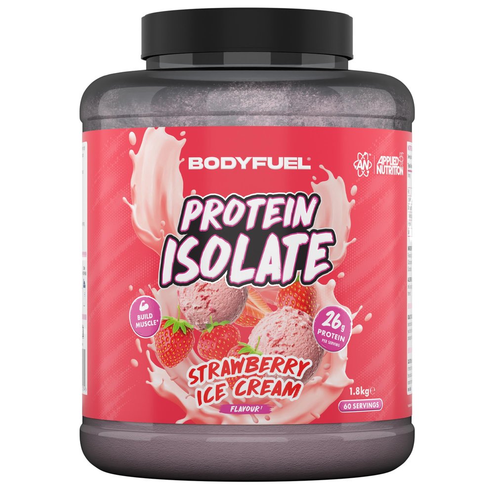 Applied Nutrition BodyFuel Protein Isolate Powder 26g Protein, Whey & Milk Protein Isolate for Muscle Growth & Recovery Low Sugar Easy Mix Protein Shake (1.8kg 60 Servings)(Strawberry Ice Cream)