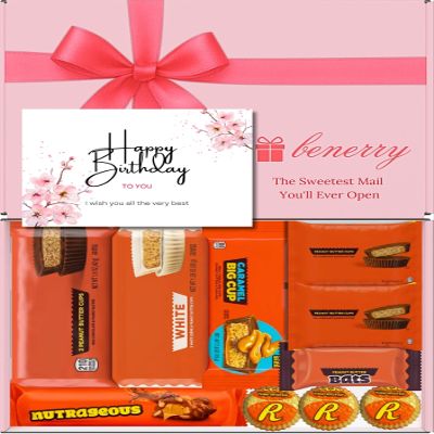 Benerry Chocolate Gift Box Hamper - 10 Treats Birthday Gift - Peanut Butter Sweet Box of Chocolates
